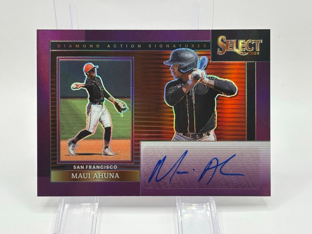 2024 Panini Select Maui Ahuna Purple Diamond Action Auto 12/35 SP Giants
